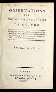 Tapa de Observations sur nos nouvelles monnoies de cuivre