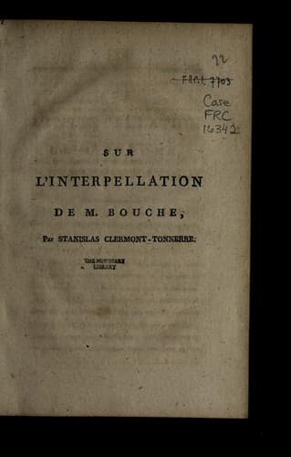 Tapa de Sur l'interpellation de M. Bouche