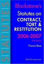Tapa de Blackstone's Statutes on Contract, Tort and Restitution 2006-2007 (Blackstone's Statute Book S.)