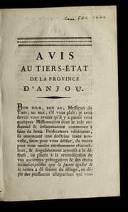 Tapa de Avis au Tiers-e tat de la province d'Anjou