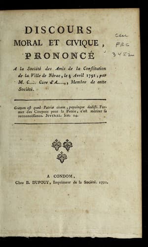 Tapa de Discours moral et civique