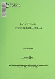 Tapa de Law and finance intensive course materials