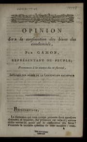 Tapa de Opinion sur la confiscation des biens des condamne s