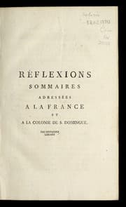 Tapa de Re flexions sommaires adresse es a la France et a la colonie de S. Domingue