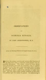 Tapa de Observations on ischuria renalis