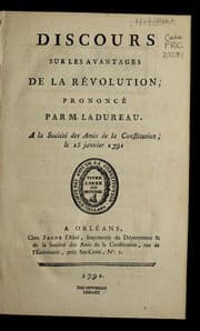 Tapa de Discours sur les avantages de la Re volution