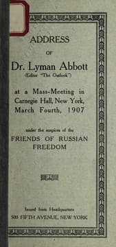 Tapa de Address at a mass-meeting in Carnegie Hall, N.Y., March 4th, 1907, under the auspices of the Friends of Russian Freedom