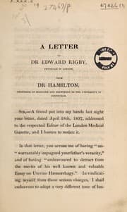 Tapa de A letter to Dr. Edward Rigby [on complicated labour]
