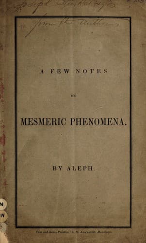 Tapa de A few notes on mesmeric phenomena