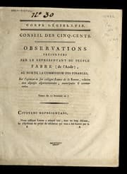 Tapa de Observations pre sente es par le repre sentant du peuple Fabre (de l'Aude), au nom de la Commission des finances, sur l'opinion de son colle  gue Louvet de la Somme, relative aux de penses de partementales, municipales & communales