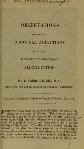 Tapa de Observations on certain dropsical affections which are successfully treated by blood-letting
