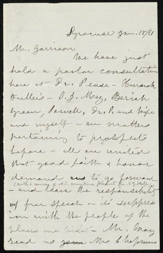 Tapa de [Letter to] Mr. Garrison