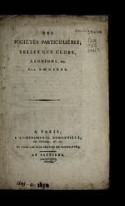 Tapa de Des socie te s particulie res, telles que clubs, re unions, etc