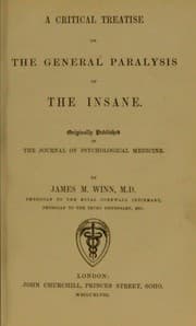 Tapa de A critical treatise on the general paralysis of the insane