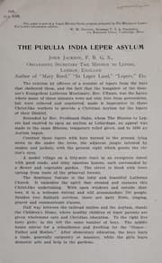 Tapa de The Purulia India Leper Asylum
