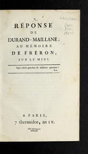 Tapa de Re ponse de Durand-Maillane, au Me moire de Fre ron sur le Midi