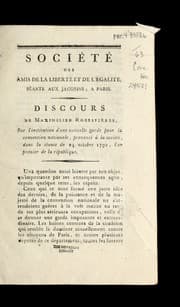 Tapa de Discours de Maximilien Robespierre, sur l'institution d'une nouvelle garde pour la Convention nationale