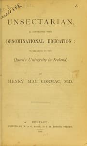 Tapa de Unsectarian, as contrasted with denominational education, in relation to the Queen's University in Ireland