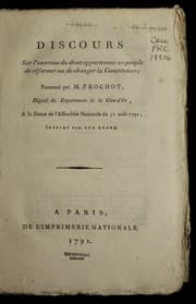 Tapa de Discours sur l'exercise du droit appartenant au peuple de re former ou de changer la constitution
