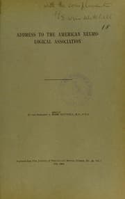 Tapa de Address to the American Neurological Association
