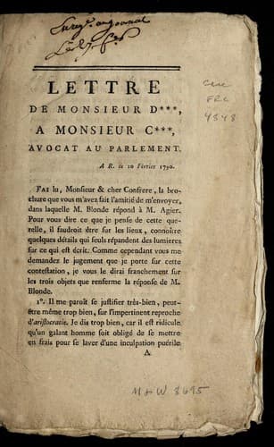 Tapa de Lettre de Monsieur D***