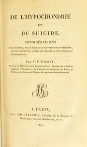 Tapa de De l'hypochondrie et du suicide ...