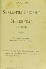 Tapa de Notes on the small-pox epidemic at Birkenhead in 1877