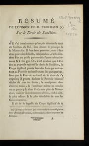 Tapa de Re sume de l'opinion de M. Treilhard sur le droit de sanction