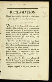 Tapa de Re clamation contre les articles 8 et 9 de la re solution du 7 nivo se sur les transactions