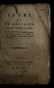 Tapa de Le cri de la relgion dans les affaires du temps