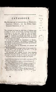 Tapa de Catalogue des ouvrages qui se trouvent chez Le Normant, imprimeur-libraire, rue des Pre tres Saint Germain-l'Auxerrois, no. 17