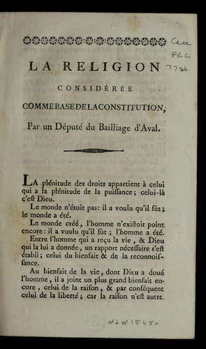 Tapa de La religion conside re e comme base de la Constitution