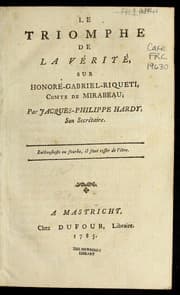Tapa de Le triomphe de la ve rite , sur Honore -Gabriel Riqueti, comte de Mirabeau