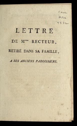 Tapa de Lettre de M**** recteur, retire  dans sa famille