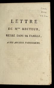 Tapa de Lettre de M**** recteur, retire  dans sa famille