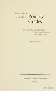 Tapa de Subject index to books for primary grades