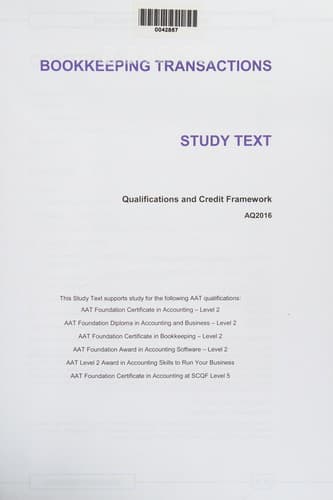 Tapa de Bookkeeping Transactions : Qualifications and Credit Framework
