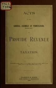 Tapa de Acts of the General Assembly of Pennsylvania (since 1897) to provide revenue by taxation