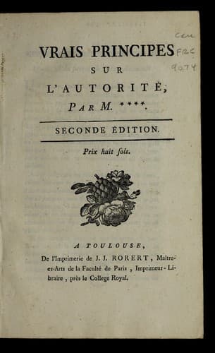 Tapa de Vrais principes sur l'autorite