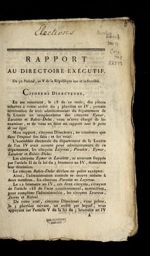 Tapa de Rapport au Directoire executif