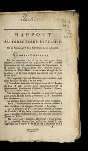 Tapa de Rapport au Directoire executif