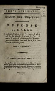 Tapa de Re ponse de Male  s a quelques objections contre son rapport du 26 nivose sur les de penses & recettes de l'an 7, & contre le projet de re solution pre sente  a   la suite, pour l'etablissement d'un impo t sur le sel a   l'extraction des marais salans