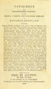 Tapa de Catalogue of a distinguished portion of the ... library of Monsieur Renouard ... Which will be sold by auction