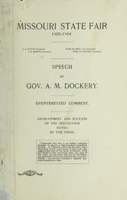 Tapa de Speech of Gov. A. M. Dockery, disinterested comment