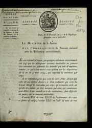 Tapa de Le ministre de la justice aux commissaires du pouvoir exe cutif pre  s les tribunaux correctionnels