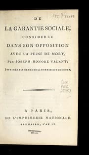 Tapa de De la garantie sociale, conside re e dans son opposition avec la peine de mort