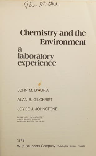 Tapa de Chemistry and the Environment