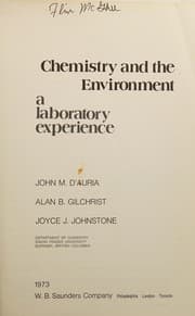 Tapa de Chemistry and the Environment