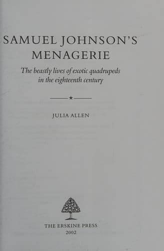 Tapa de Samuel Johnson's menagerie
