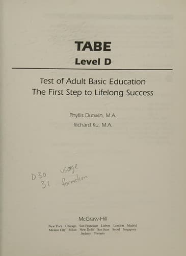 Tapa de TABE level D